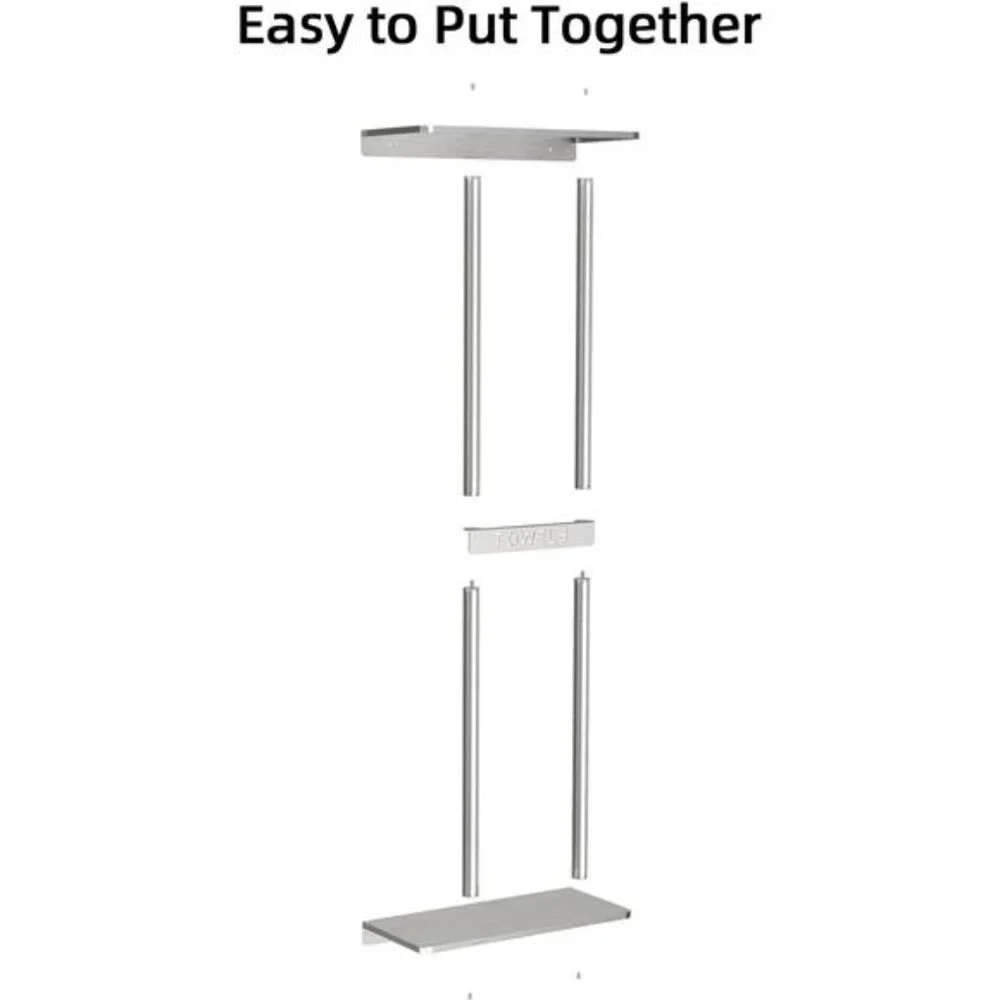 Bathroom Towel Storage, 30 inch Towel Holder Wall Mounted with Metal Shelf